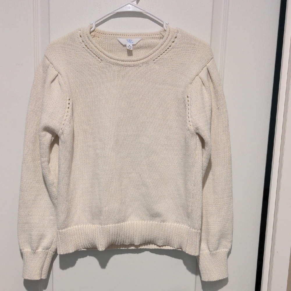 Time and Tru Women's Ivory Crew Neck Sweater